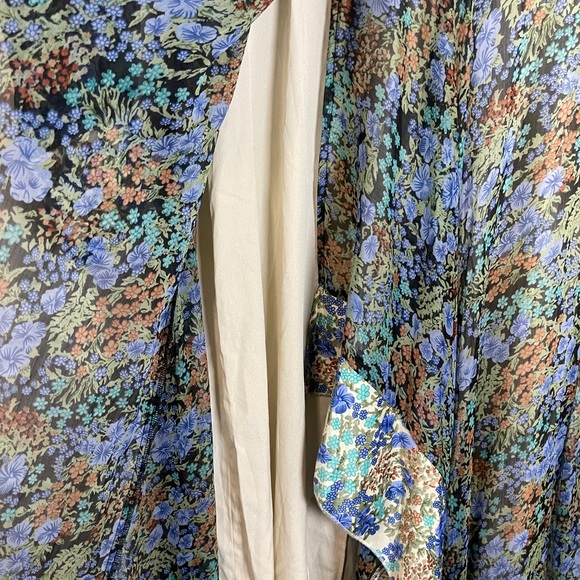 ASOS Womens Dress Size 6 Multicolored Floral  Boho Prairie Deep V Open Back Maxi - Picture 7 of 14